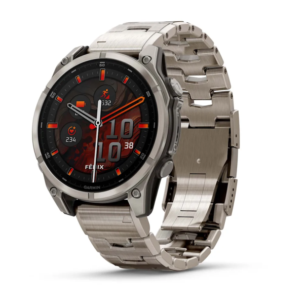 Garmin Fenix 8 – 47 mm AMOLED Sapphire Titanyum Vented Titanyum Kayışlı