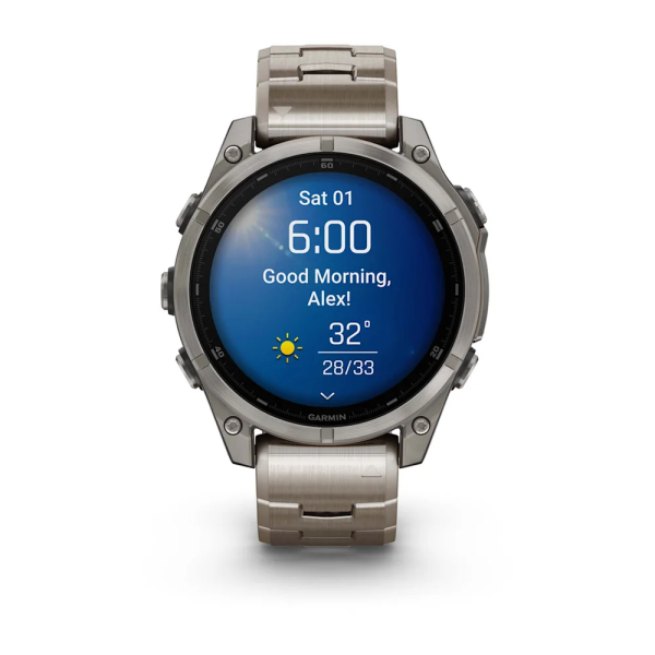 Garmin Fenix 8 – 47 mm AMOLED Sapphire Titanyum Vented Titanyum Kayışlı
