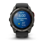 Garmin Fenix 8 - 51 mm Microled Sapphire Karbon Gri DLC Titanyum Siyah/Çakıl Grisi Silikon Kayışlı