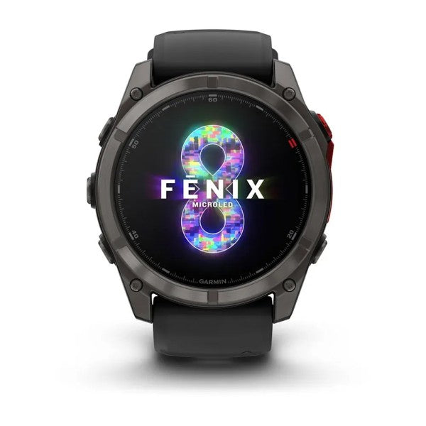 Garmin Fenix 8 - 51 mm Microled Sapphire Karbon Gri DLC Titanyum Siyah/Çakıl Grisi Silikon Kayışlı