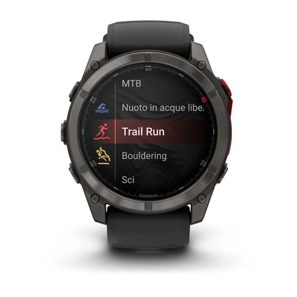 Garmin Fenix 8 - 51 mm Microled Sapphire Karbon Gri DLC Titanyum Siyah/Çakıl Grisi Silikon Kayışlı
