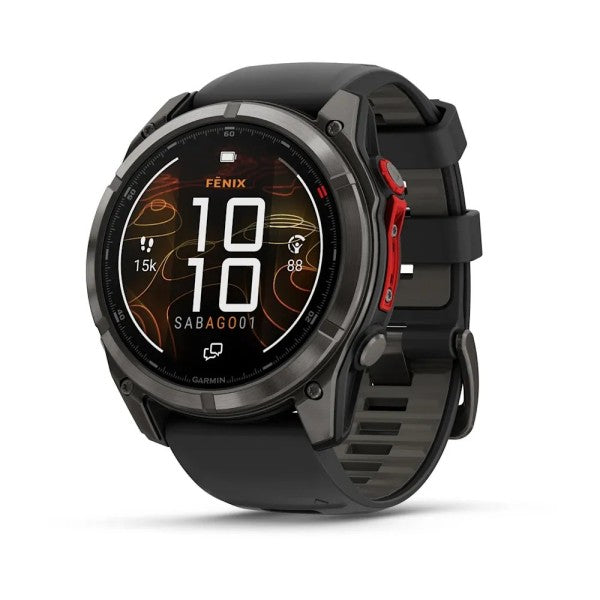 Garmin Fenix 8 - 51 mm Microled Sapphire Karbon Gri DLC Titanyum Siyah/Çakıl Grisi Silikon Kayışlı