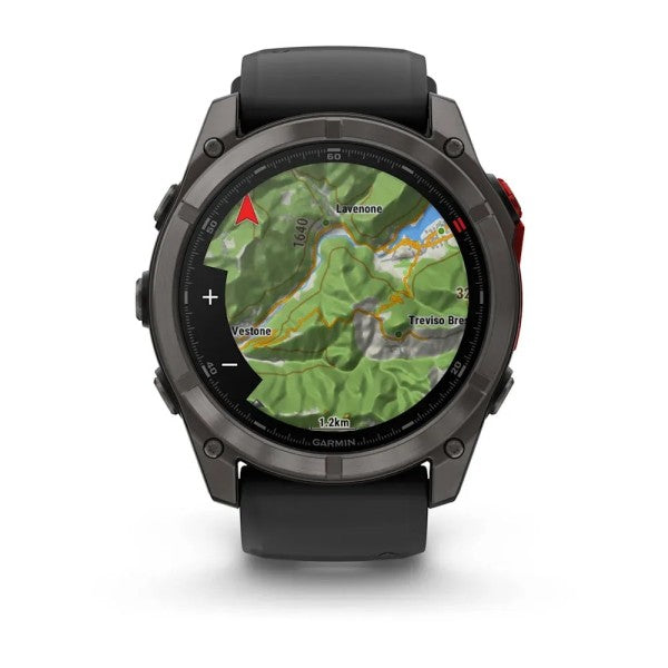 Garmin Fenix 8 - 51 mm Microled Sapphire Karbon Gri DLC Titanyum Siyah/Çakıl Grisi Silikon Kayışlı