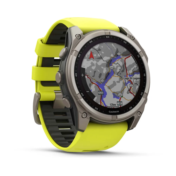 Garmin Fenix 8 - 51 mm Solar Sapphire Titanyum, Amp Sarı/Grafit Silikon Kayışlı