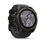 Garmin Fenix 8 – 51 mm Solar Sapphire Karbon Gri DLC Titanyum ve Siyah/Çakıl Grisi Silikon Kayış
