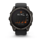 Garmin Fenix 8 – 51 mm Solar Sapphire Karbon Gri DLC Titanyum ve Siyah/Çakıl Grisi Silikon Kayış