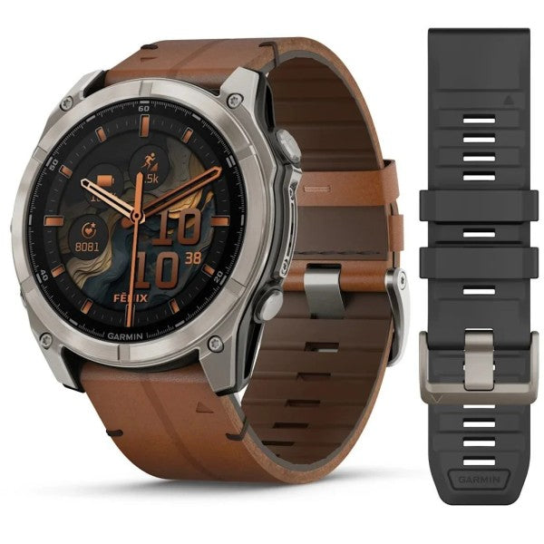 Garmin Fenix 8 – 51 mm AMOLED Sapphire Karbon Gri DLC, Deri Kayışlı