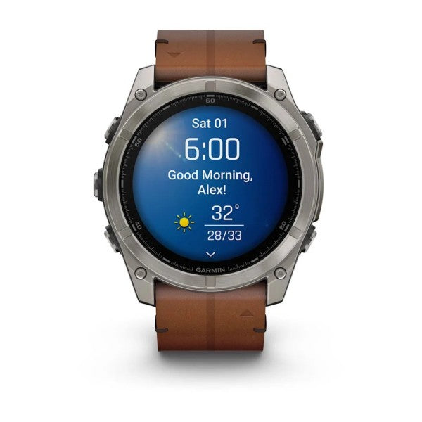 Garmin Fenix 8 – 51 mm AMOLED Sapphire Karbon Gri DLC, Deri Kayışlı