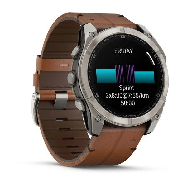 Garmin Fenix 8 – 51 mm AMOLED Sapphire Karbon Gri DLC, Deri Kayışlı