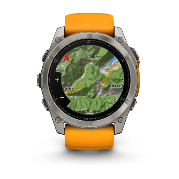 Garmin Fenix 8 – 51 mm AMOLED Sapphire Titanyum Turuncu/Grafit Kayışlı