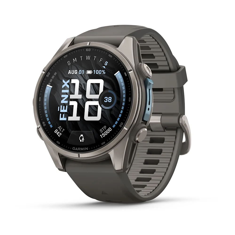 Garmin Fenix 9 43mm Titanyum Çakıl Grisi Silikon Kayışlı