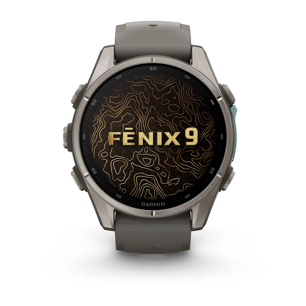 Garmin Fenix 9 43mm Titanyum Çakıl Grisi Silikon Kayışlı