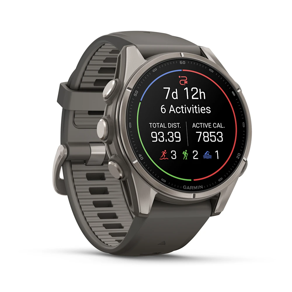 Garmin Fenix 9 43mm Titanyum Çakıl Grisi Silikon Kayışlı
