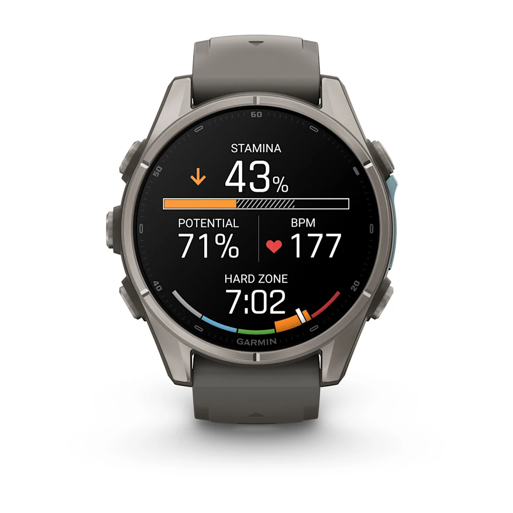 Garmin Fenix 9 43mm Titanyum Çakıl Grisi Silikon Kayışlı