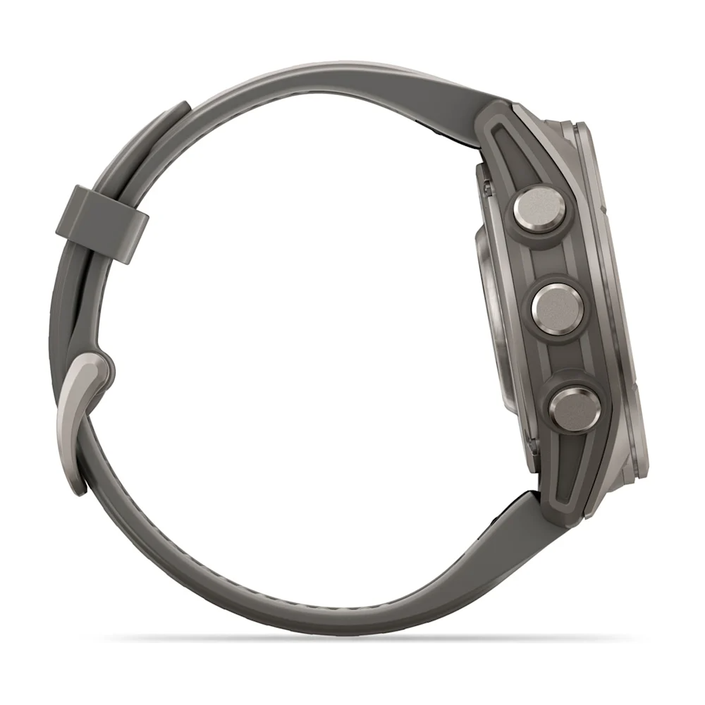 Garmin Fenix 9 43mm Titanyum Çakıl Grisi Silikon Kayışlı