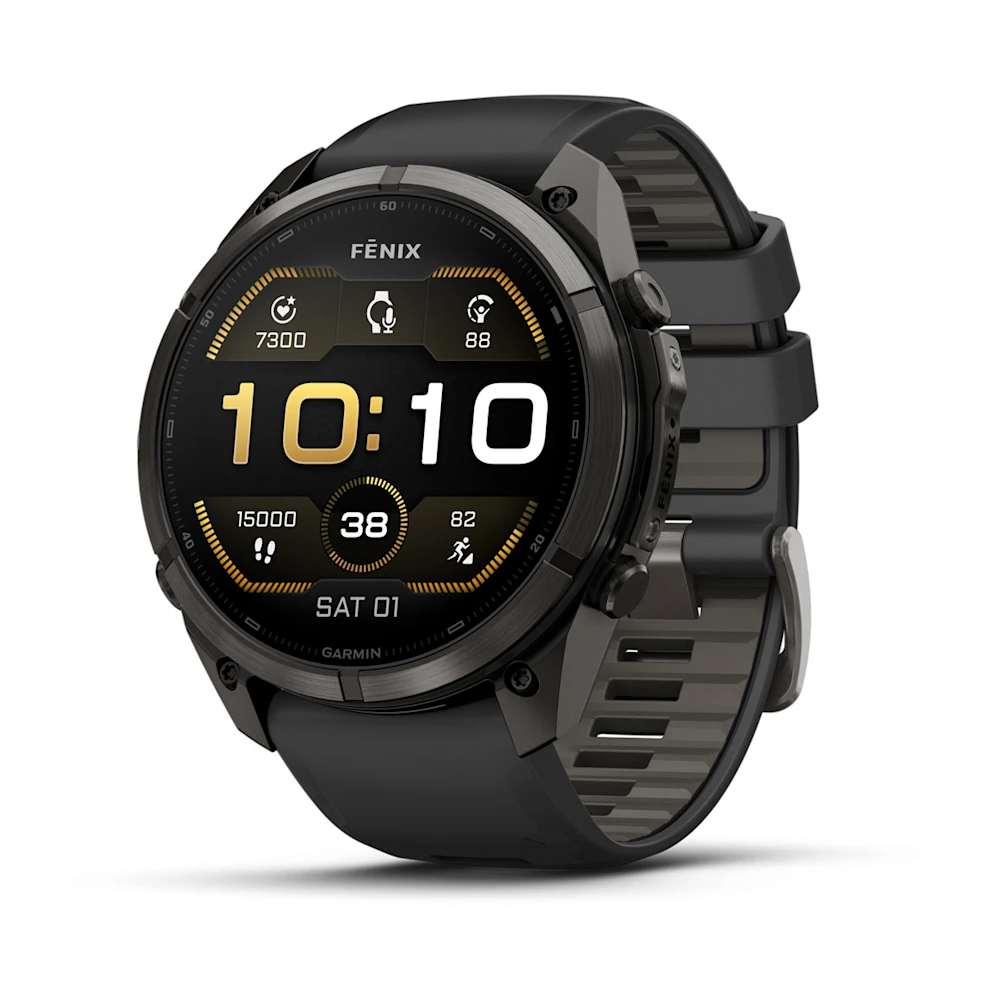 Garmin Fenix 9 Pro 51MM Karbon Gri DLC Titanyum Siyah Silikon Kayışlı