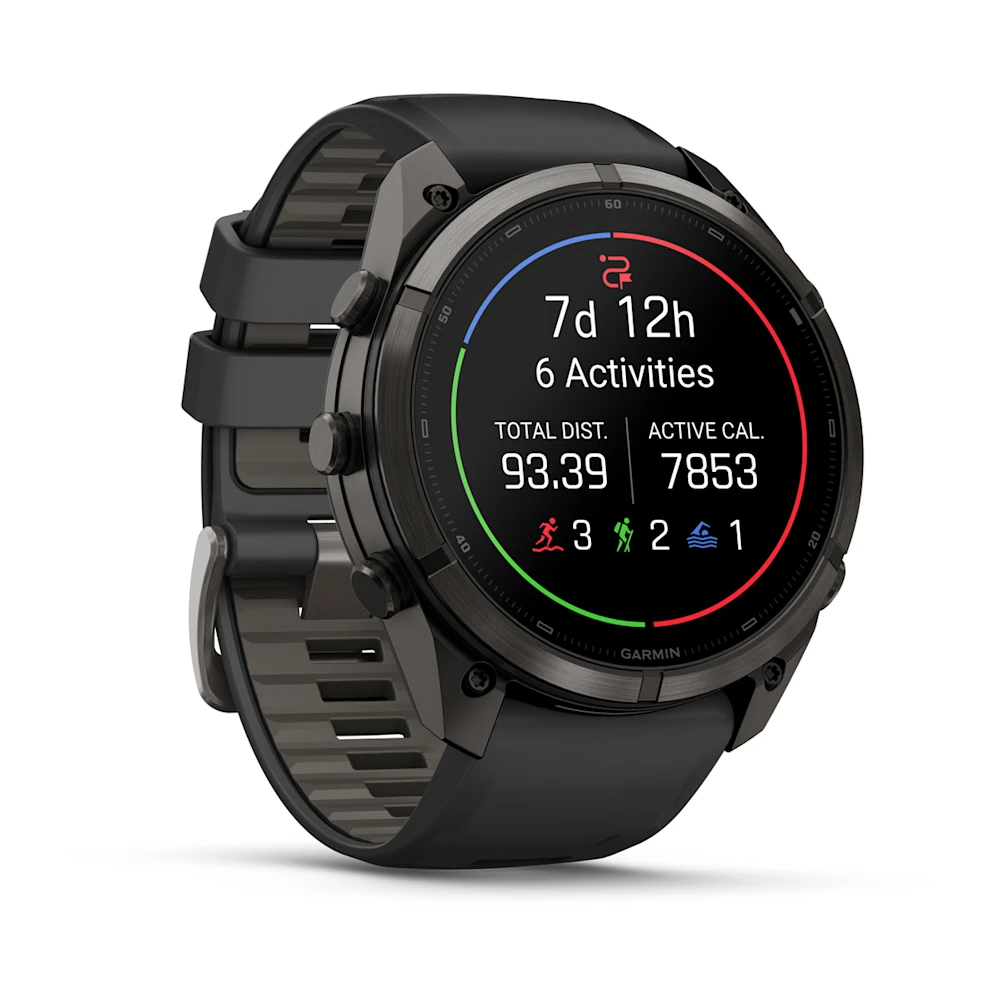 Garmin Fenix 9 Pro 51MM Karbon Gri DLC Titanyum Siyah Silikon Kayışlı