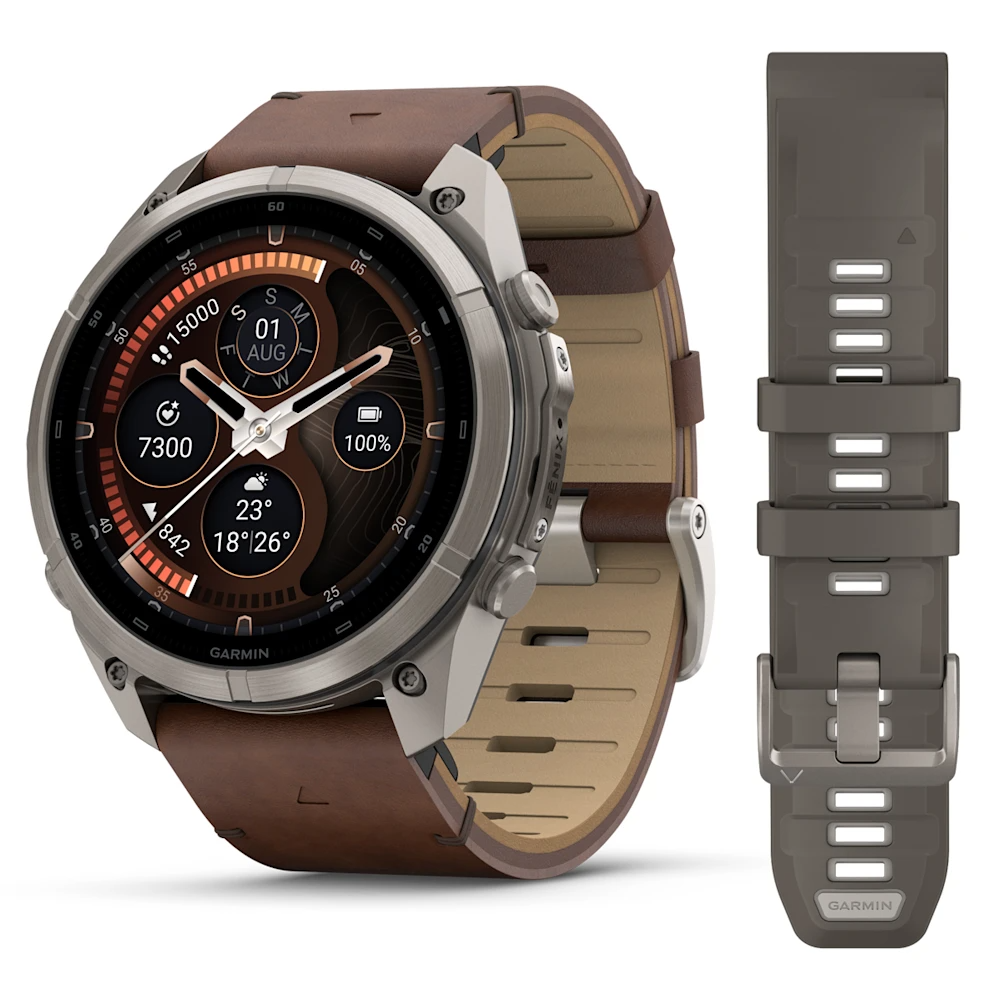 Garmin Fenix 9 Pro İnreach 51MM Titanyum Kahverengi Deri Kayışlı