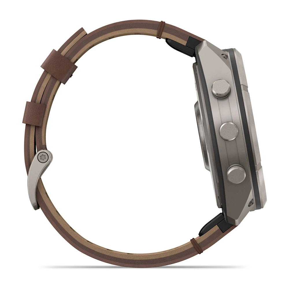 Garmin Fenix 9 Pro İnreach 51MM Titanyum Kahverengi Deri Kayışlı