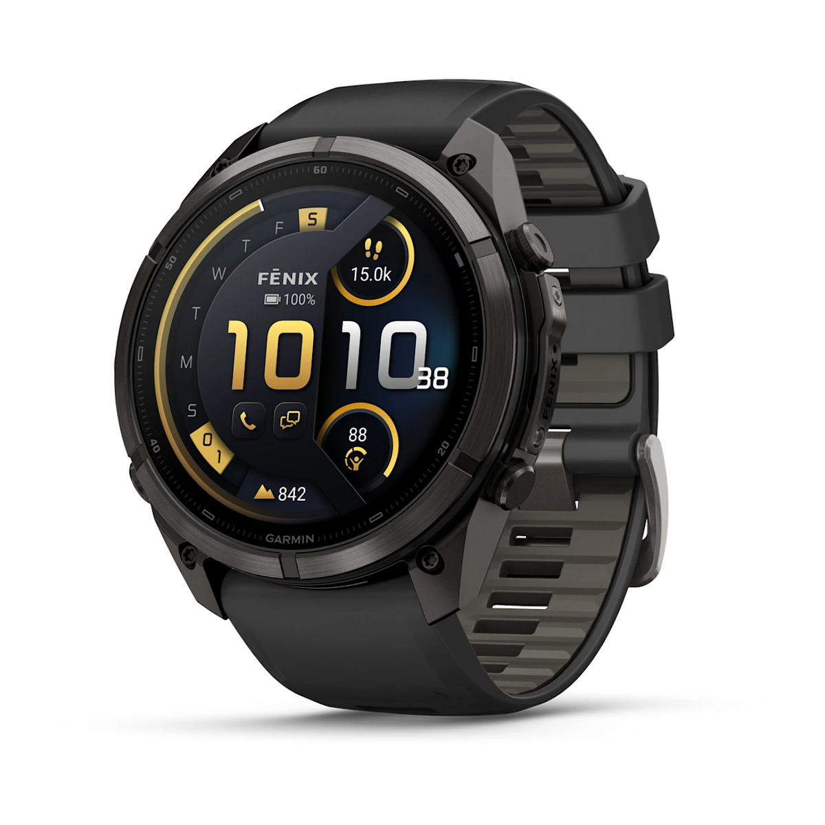 Garmin Fenix 9 Pro İnreach 51MM Karbon Gri DLC Titanyum Siyah Silikon Kayışlı