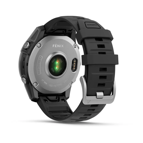 Garmin Fenix E – 47 mm AMOLED Paslanmaz Çelik Siyah Silikon Kayışlı