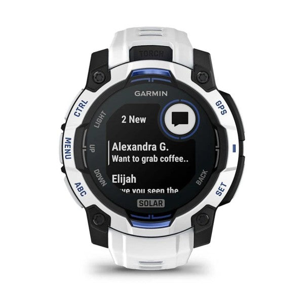 Garmin Instinct 3 – 45 mm Solar Beyaz Mavi