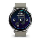 Garmin Venu 4 - 45 mm Gümüş Gri Silikon Kayışlı