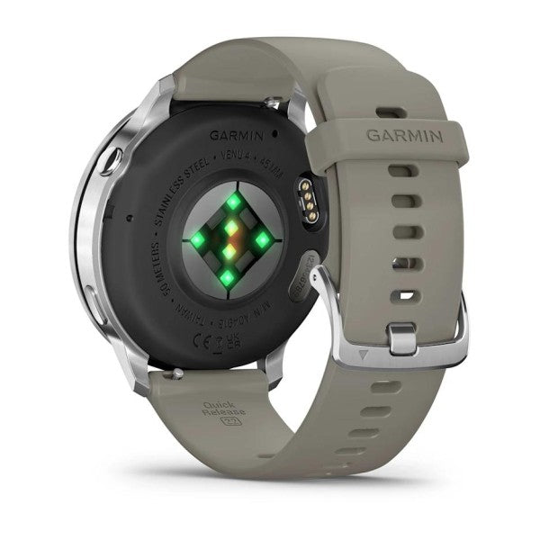 Garmin Venu 4 - 45 mm Gümüş Gri Silikon Kayışlı