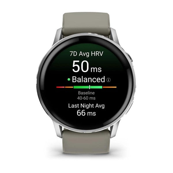 Garmin Venu 4 - 45 mm Gümüş Gri Silikon Kayışlı