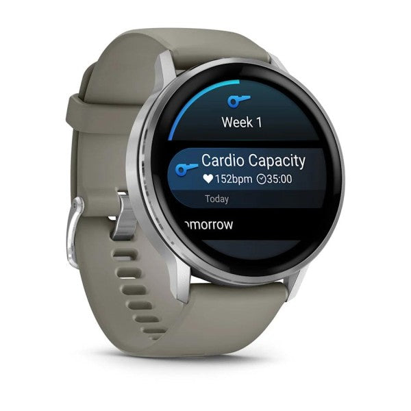 Garmin Venu 4 - 45 mm Gümüş Gri Silikon Kayışlı