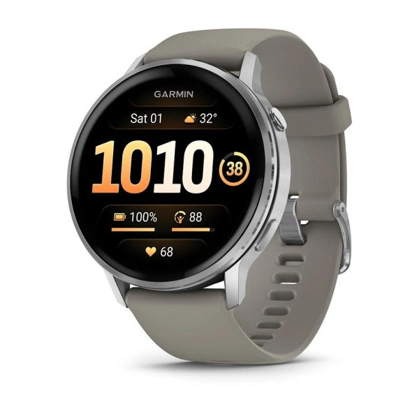Garmin Venu 4 - 45 mm Gümüş Gri Silikon Kayışlı