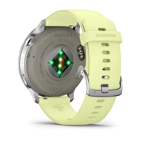 Garmin Venu 4 - 45 mm Gümüş Sarı Silikon Kayışlı