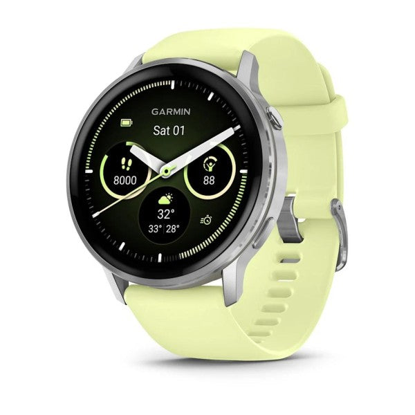 Garmin Venu 4 - 45 mm Gümüş Sarı Silikon Kayışlı