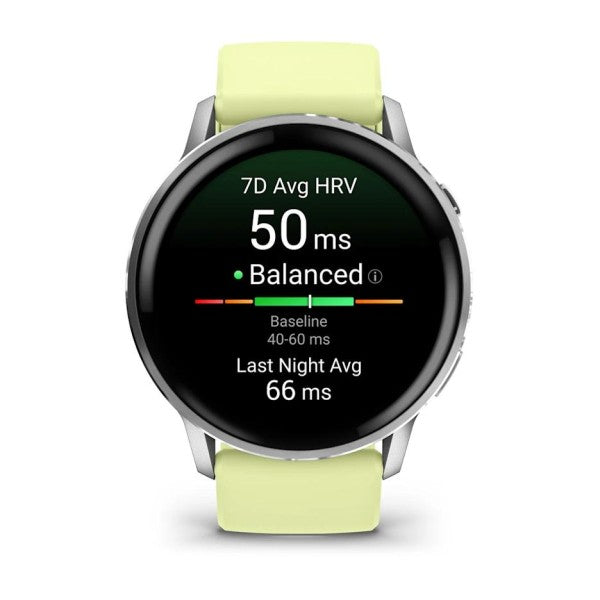 Garmin Venu 4 - 45 mm Gümüş Sarı Silikon Kayışlı