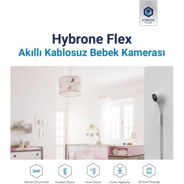 Hybrone Flex HY-CW3012-F Bebek Gece Görüşlü Wi-Fi Güvenlik Kamerası
