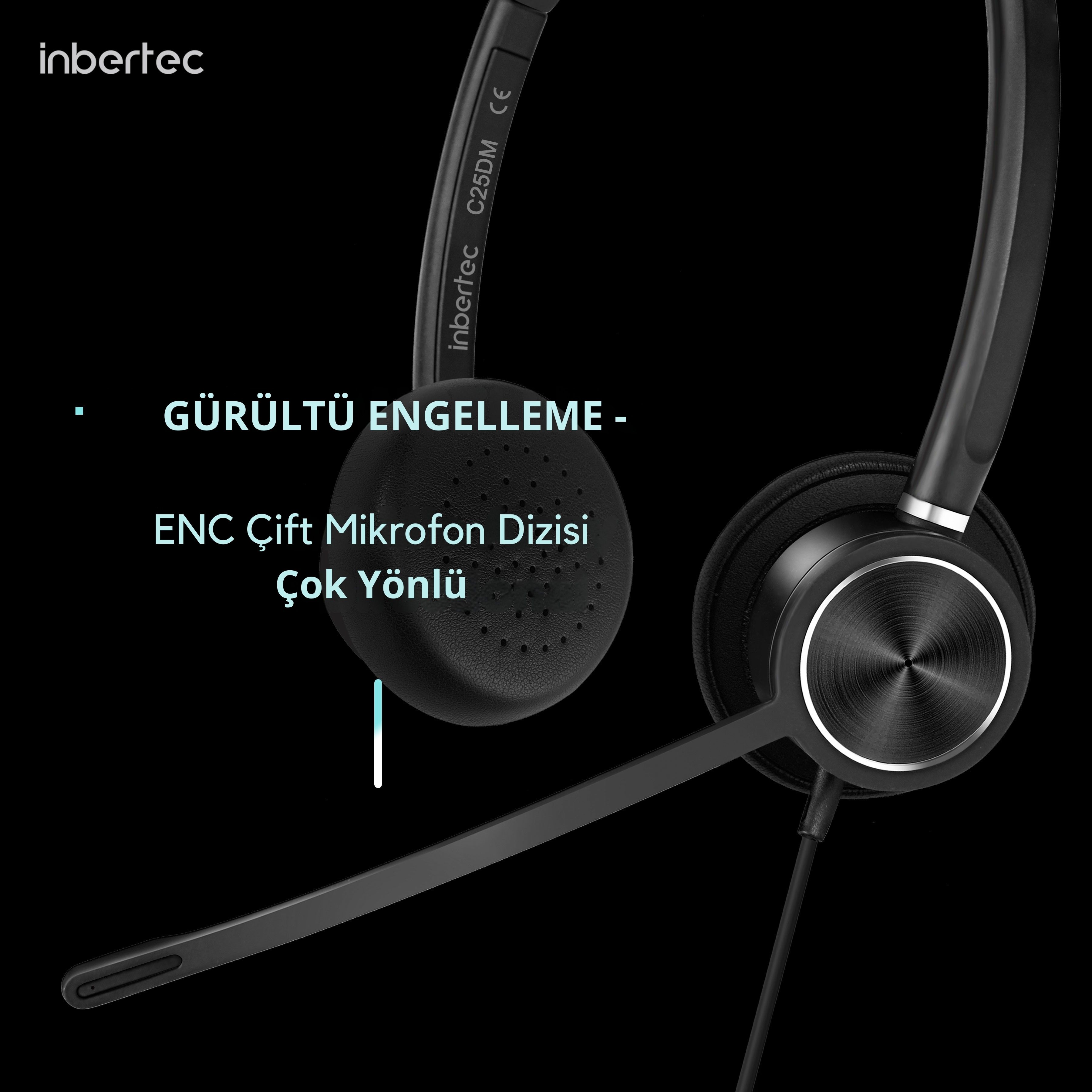 Inbertec C25DM Duo &Ccedil;ağrı Merkezi Kulaklığı
