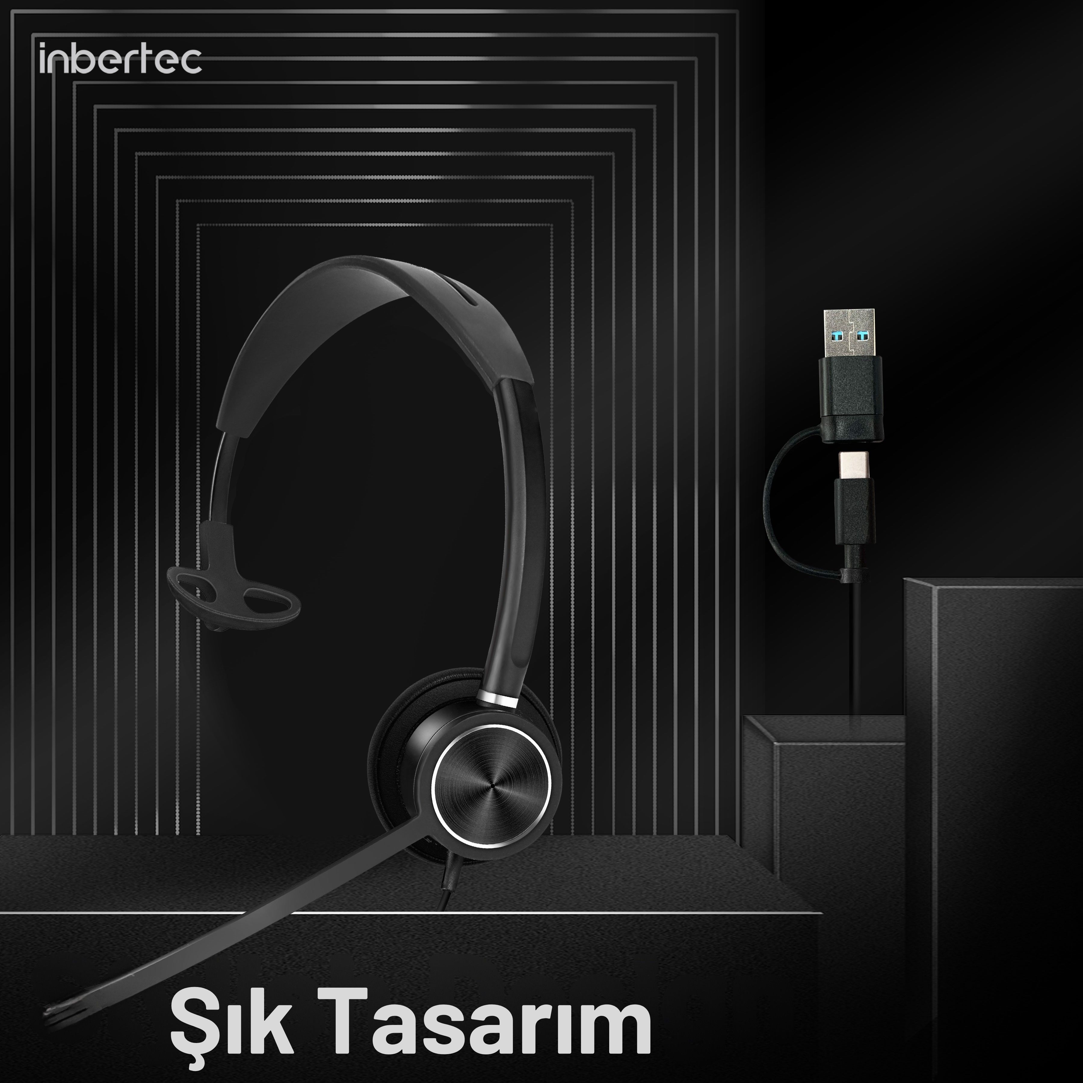 Inbertec C25M Mono &Ccedil;ağrı Merkezi Kulaklığı